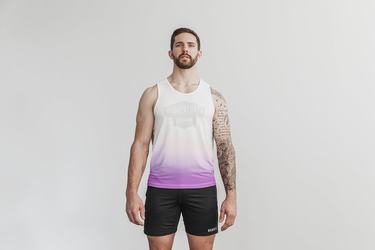 Nobull Wodapalooza Dip-Dye Men's Tank Tops White | Australia (IF0951)